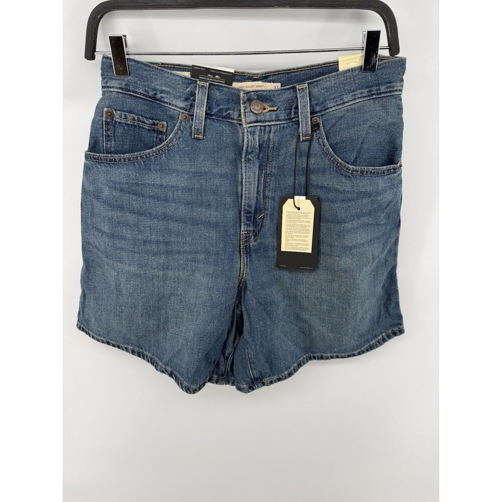 Levi's Women's Blue Lightweight Linen+Denim High Rise Baggy Shorts Size 27
